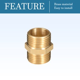 QUARKZMAN G3/8 Male Thread Nipple x 4 Pieces Straight Hex Pipe Fitting for Industrial Vacuum and Liquid System [Brass]
