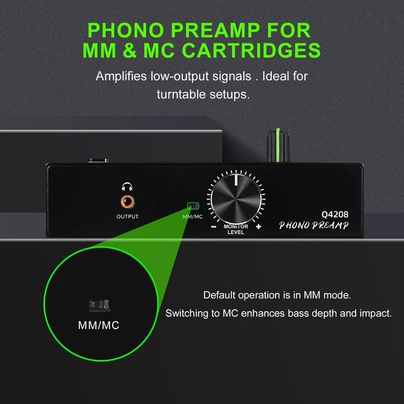 MICNAUX Phono Preamp for Turntable, Mini Hi-Fi Preamplifier with 3