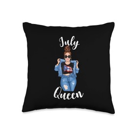 Lush Latina July Queen Puerto Rican Women Cool Latin Pride Proud Girl Throw Pillow, 16x16, Multicolor