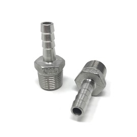 CONCORD 304 Stainless Steel 3/8" Barb Hose to 1/2" NPT Home Brew Fitting. 2 Pack