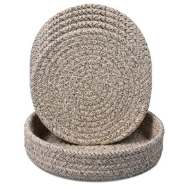 Vakelin 8 Inch Trivets for Hot Dishes, Hot Pots and Pans, Pot Holders for Kitchen, 5 Pcs Thick Heat Resistant Hot Pads for Kithchen, Countertop Hot Pad with Storage Basket