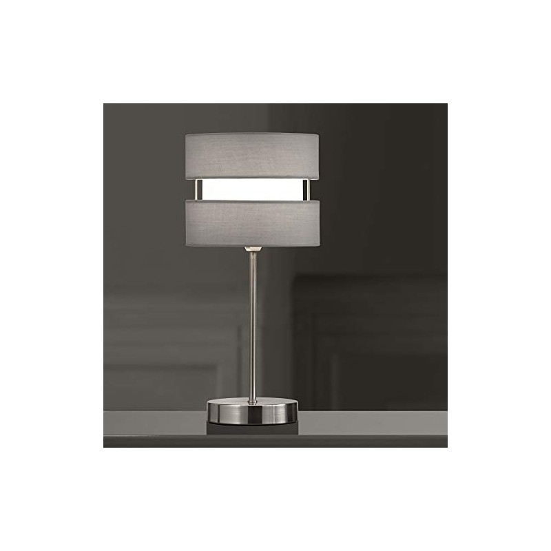 K LIVING Chrome Table Lamp with Layer Fabric Shade Grey