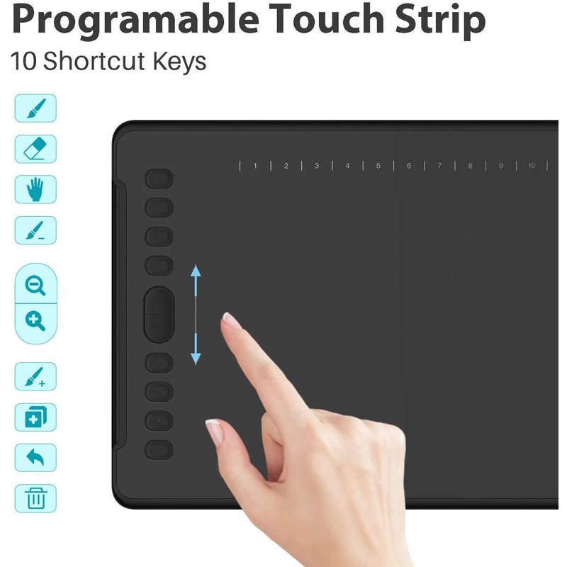 HUION Inspiroy H1161 Graphics Drawing Tablets, Touch Strip and 8192