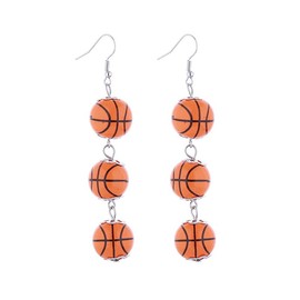 Sport Dangle Earrings Baseball Basketball Volleyball Football Rugby Earrings For Sport Lover Fans Players Statement Wooden Dangle Earring for Women Lightweight Mother's Day Gifts-Basketball