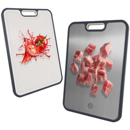 Titanium Cutting Boards for Kitchen, Pure Titanium Metal & Wheat Straw 2 Sided Healthiest Chopping Board, Dishwasher Safe Easy to Clean Large Size 16”×11”