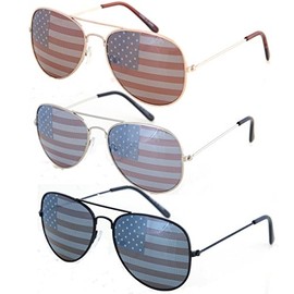 SHADERZ Aviator USA America American Flag Sunglasses - Great Accesory for 4th of July, Multicolor, 52mm