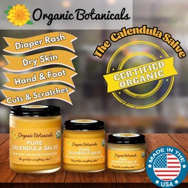 Organic Botanicals Pure Organic Calendula Salve Healing Balm - Calendula Cream Healing Hand Salve Ointment from Local Organic Calendula Flowers, Calendula Gel Eczema Ointment, Certified Organic 2 Oz