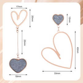Heart Earrings Women's Asymmetric Earrings 70s Party Rose Gold Stud Earrings Pendant Earrings Women Girls Lovers Earrings 80s 90s Party Accessories, Copper, Copper