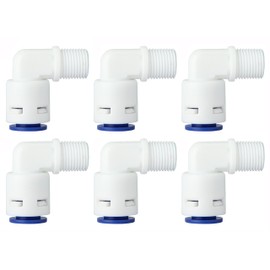 NACX 1/4" OD x 3/8” Thread Elbow Quick Push to Connect Check Valve for Reverse Osmosis System, Water Purifiers water filters, 6Pcs