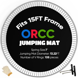 ORCC Trampoline Jumping Mat Fits 10FT Frames Trampoline with 60 V-Rings Fits 5.4" Springs, Excellent Bounce, Mat Diameter is 8.59FT