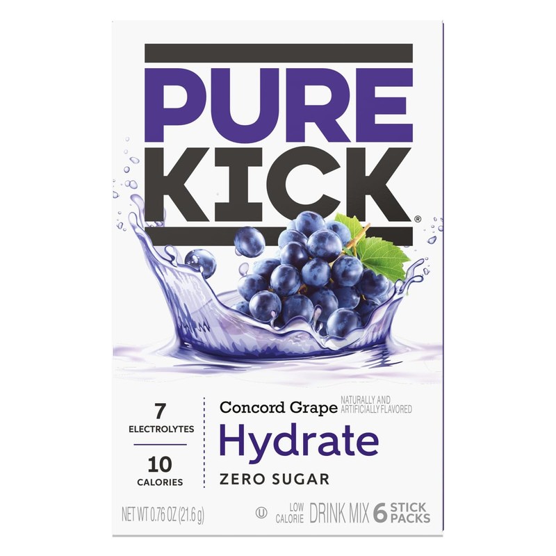 SINGLES TO GO! Pure Kick Hydration Drink Mix Concord Grape,