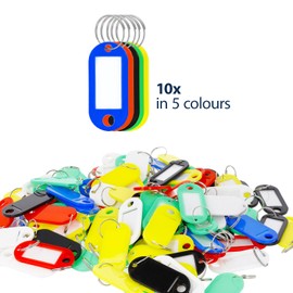 Westcott E-10655 00 Key Fob Pack of 10 Robust Tags for Labelling with Interchangeable Labels with Metal Ring and in Various Colours