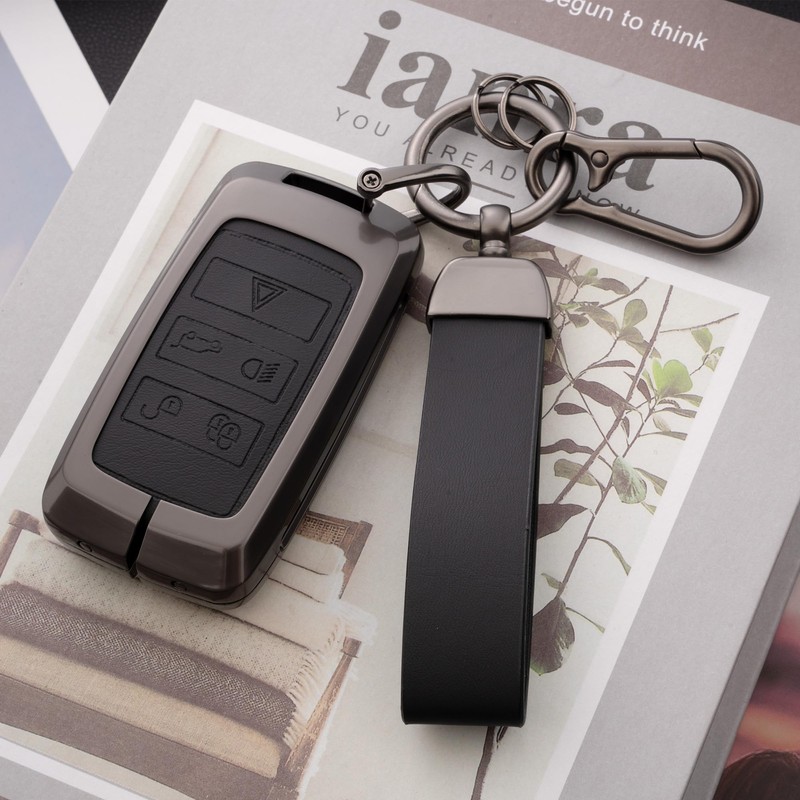 Qunzes Key Fob Cover with Heavy-duty Keychain for Rover Evoque