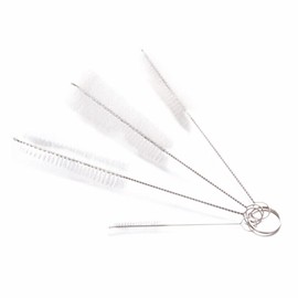 4 Pack Stainless Steel White Bristle Aquarium Tank Cleaning Brush, Nylon Long Fish Tank Tube Washing Brush Cleaner Clean Tool for Kitchen Sink, Glasses, Drinking Straws, Teapot Brush