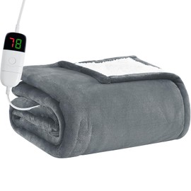 BOMOVA Heated Electric Throw Blanket - 50" x 60" Heating Blanket with 10 Heating Levels & 8 Hours Auto Off, Warm Flannel Blanket with Over-Heat Protection, for Women, ETL & FCC Certified