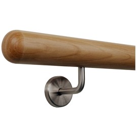 TIBU Handrail Wooden Oak Diameter 50 mm Railing Stairs 0.3 m - 5 m, Length 30 cm and End Hemisphere Milled