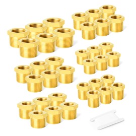 GASHER 36PCS Brass Hex Bushing Fitting Kit Hex Bushing 1/4" - 1/8", 3/8" - 1/8", 3/8" - 1/4", 1/2" - 1/4", 1/2" - 3/8", 3/4" - 1/2"