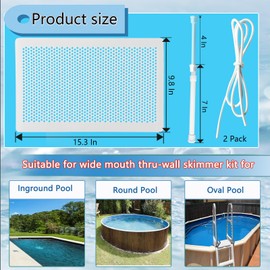 Pool Skimmer Leaf Guards For Inground Pools, Rust-Proof Above Ground Pool Skimmer Screen Net Cover For Prevent Blockage Skimmer Catcher with Elastic Rope And Telescopic Rod For Simple Installation