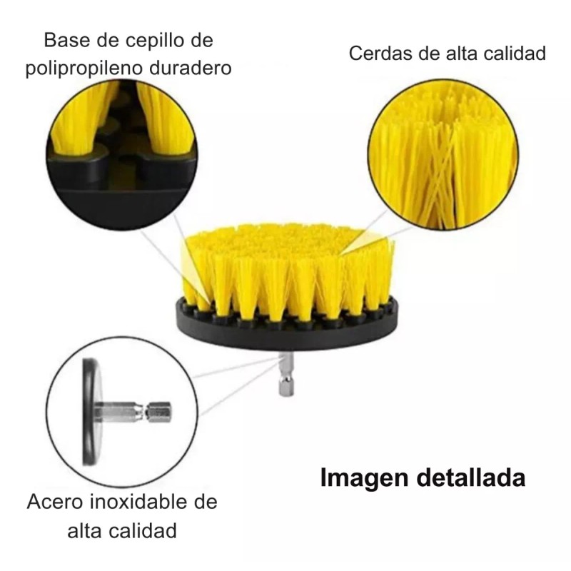Estuchelandia 3pzas Kit De Limpieza Cepillos Para Taladro Cocina Baño