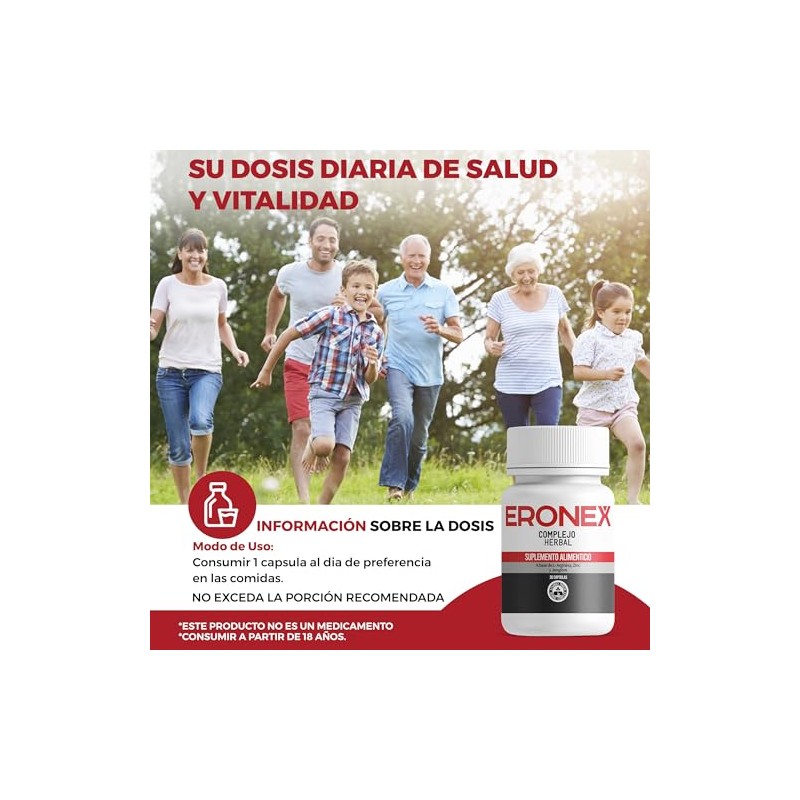 ERONEX (2 Frascos) - L-Arginina, Zinc, Jengibre | Suplemento Alimenticio