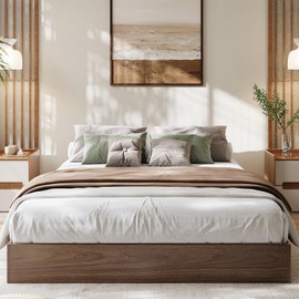 GarveeHome Full Size Wood Platform Bed Frame,Wooden Bed Frame Without Headboard, Wood Slat Support,No Box Spring Needed, Easy Assembly