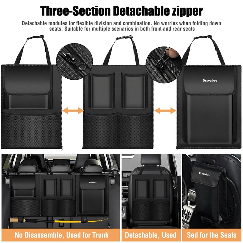 Trunk Organizer for SUV – Zippered 3-Section Design, Modular Storage