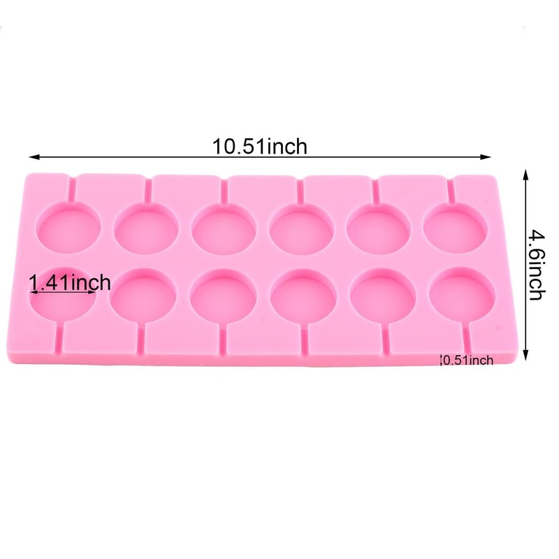 EPYHREHM 12-Cavity Round Silicone Chocolate Molds Lollipop Hard Candy Mold