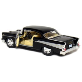 KiNSMART 1957 Chevy Bel Air Coupe Black, 1:40 Scale, Die Cast Metal, Black, 5 Inch, Pull Back Action