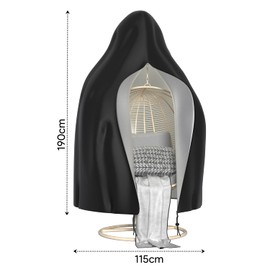 Patio Hanging Egg Chair Cover Waterproof Heavy Duty Outdoor 210D Oxford Fabric Swing Egg Chair Cover with Zipper, 115x190cm