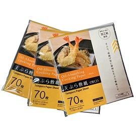 3 x Japanese Tempura Paper, Oil-Absorbing Cooking Paper Small Thick 8.6" × 7.8" 70Sheets (Total 210 Sheets)