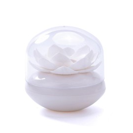Cotton Swab Holder with Lid,Lotus Shaped Cotton Swab Box,Toothpicks Storage Box Holder,Cotton Ball Holder,Flower Bathroom Decor Table Decorate (White)