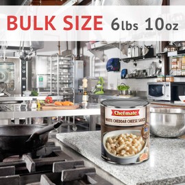 Chef-mate White Cheddar Cheese Sauce and Queso, Canned Food for Mac and Cheese, 6 lb 10 oz (#10 Can Bulk)