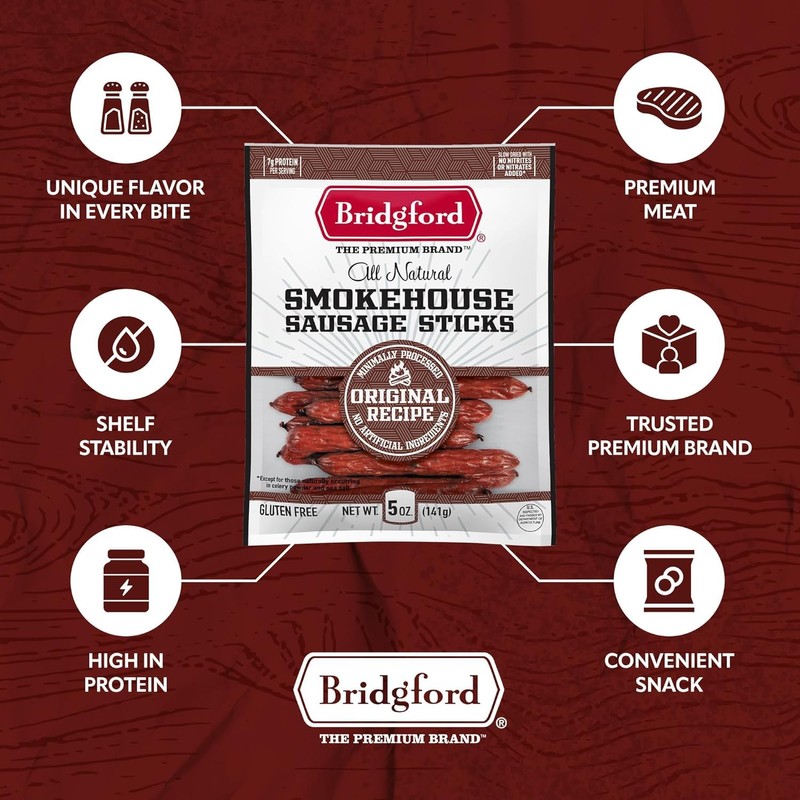 Bridgford Smokehouse Sausage Sticks Original 5 oz Pack of 2