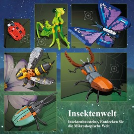 Astrevo Insekten Bausteine Set, 6 Pack Insekten Tiere Bausteine Spielzeug Geschenke für Kinder und Erwachsene, 769 Teile