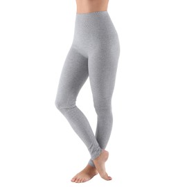 AEKO Women's Yoga Pants Soft Cotton Blend High Waist Workout Leggings (S/M USA 2-6, LHW010N-L.Gry)