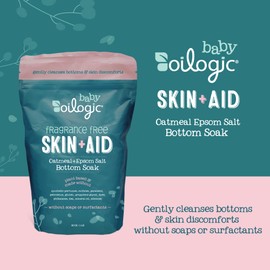 Oilogic Baby Essentials Oatmeal Epsom Salt Bath Soak, Skin & Aid - Fragrance-Free Bath Salts Gently Cleanses & Oatmeal Soothes Skin Discomforts Paraben-Free Epsom Salts for Soaking