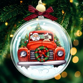 French Bulldog Dog Christmas Ball Ornament - Beautiful Holiday Decoration for Dog Lovers - Xmas Clear Plastic Ball Tree Ornament for Pet Owners - 2024 Christmas Home Decor