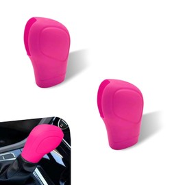 Sephile 2 PCS Car Shift Knob Cover, Flexible Silicone Anti-Scratch Protective Cover for All Seasons, Anti-Slip Easy-Grip Trim with Side Opening, Universal for Automatic Transmission Cars (Pink)