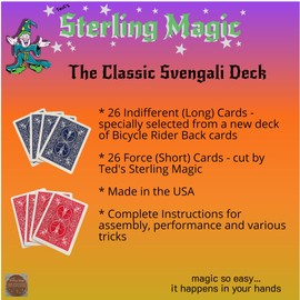 Ted's Sterling Magic Professional Gaffed Deck Kit for Beginner to Pro Magicians, Appearing, Teleporting and Transforming Trick Cards (Red Classic Svengali)