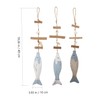 Ciieeo 3Pcs Mediterranean Wood Fish Hanging Pendant Sculpture Nautical Decor