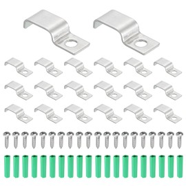 sourcing map 20Pack Rigid Pipe Strap Fit for 5x15mm Strip/Cable, Stainless Steel U Shape Cable Strap Clamp with 1 Hole for Conduit, Wire, Cord, Pipe Fixing