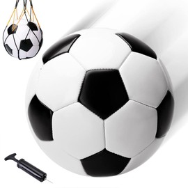 U&C Planet Size 3 Football for Kids Classic Soccer Football Black and White Small Soccer Ball with Pump Baby Mini Ball Soft Touch Lightweight Toddler Football Kit Indoor Outdoor Game