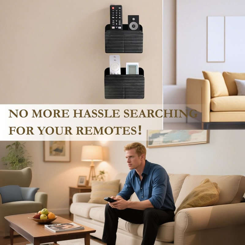 LINFIDITE 2 Pack Adhesive TV Remote Control Holder Wall Mount
