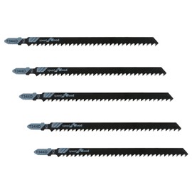 Qjaiune 5Pcs T344D T-Shank Jigsaw Blades, 6 Inch Long Jigsaw Blades High Carbon Steel Jig Saw Blade for Quick Cutting Wood Plywood Hardwood PVC Plastic