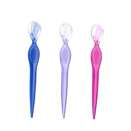 WOONEKY 3Pcs Portable Stainless Steel Eyebrow Razors for Precision Trimming Makeup Beauty Tools for Women Compact Easy to Clean Transparent Red