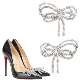 2 Pcs Rhinestone Shoe Clips for Pumps Bow High Heel Shoe Buckles Detachable Shining Decorative Shoes Decorations for Bridal Shoes High Heels DIY Accessories