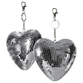 Mirror Heart Disco Ball, Silver Reflective Hanging Decorative Ornament with Stand, Heart-Shaped Decor for Wall, Party, Room, Home, Gift Idea for Couples, Valentine's Day（4.5 inch）