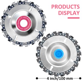 3 Pieces 5/8 Inch Wood Carving Chain Disc 4 Inch 22 Teeth Saw Blade Grinder Wood Carving Disc for 4 Inch/ 4-1/2 Inch Angle Grinder Grinding Shaping Attachment Circular Chainsaw Wheel