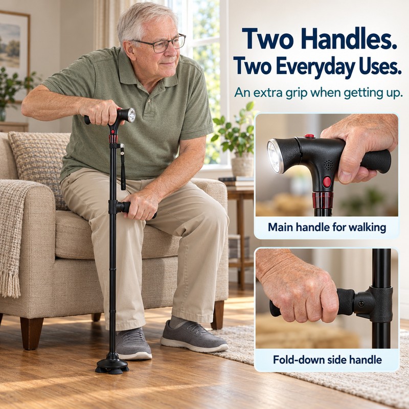 Collapsible Telescopic Folding Cane Elder Cane LED Walking Trusty Sticks