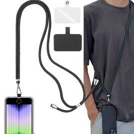 Smartphone Shoulder with 2 Gaskets, Adjustable Length, Shoulder or Crossbody Hanging, Anti-Loss, Smartphone Holder, Drop Prevention, Smartphone Strap, Wireless Charging, USB Charging, Compatible, Easy